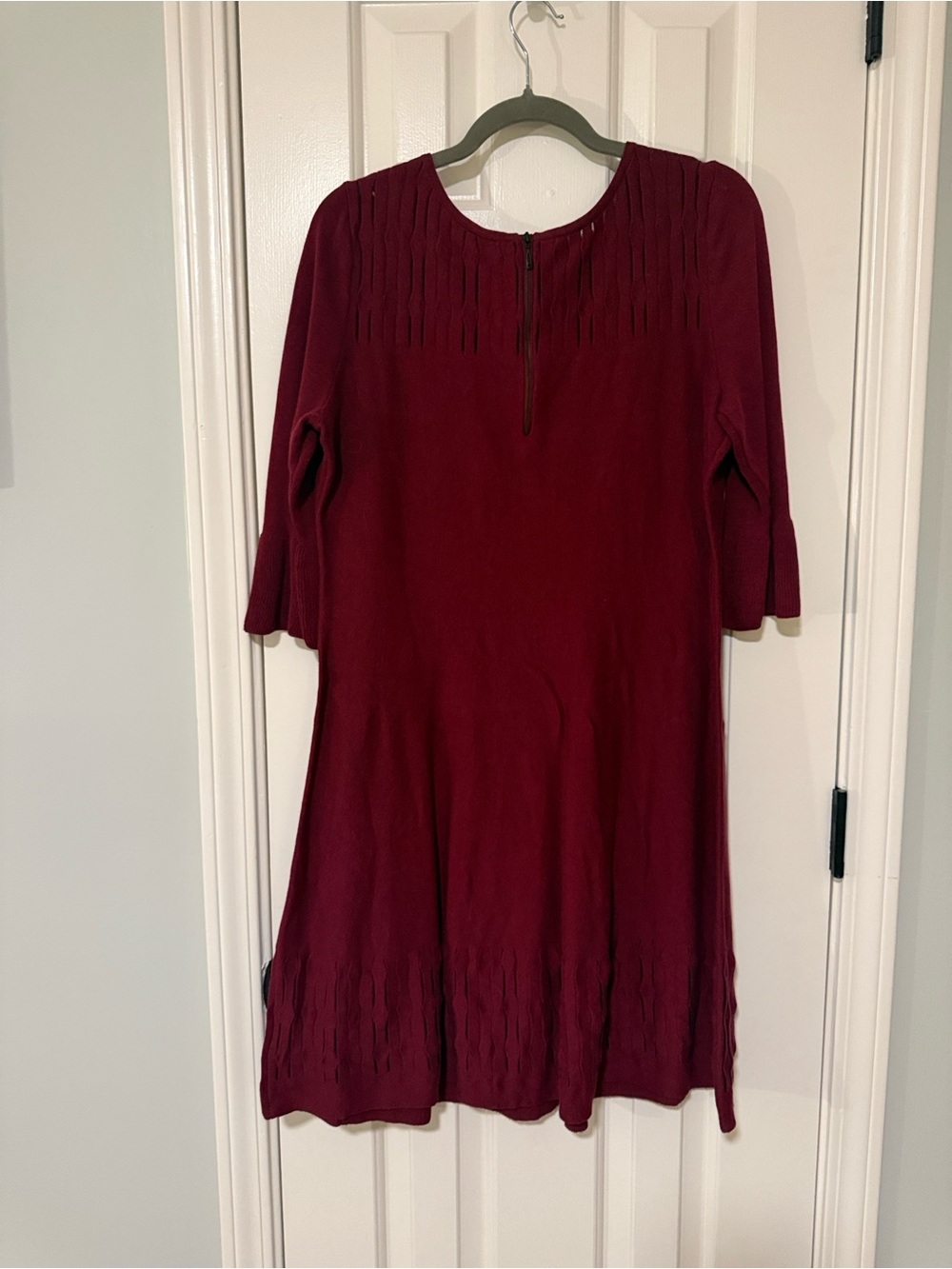 NIC+ZOE Burgundy Textured A-Line Midi Dress